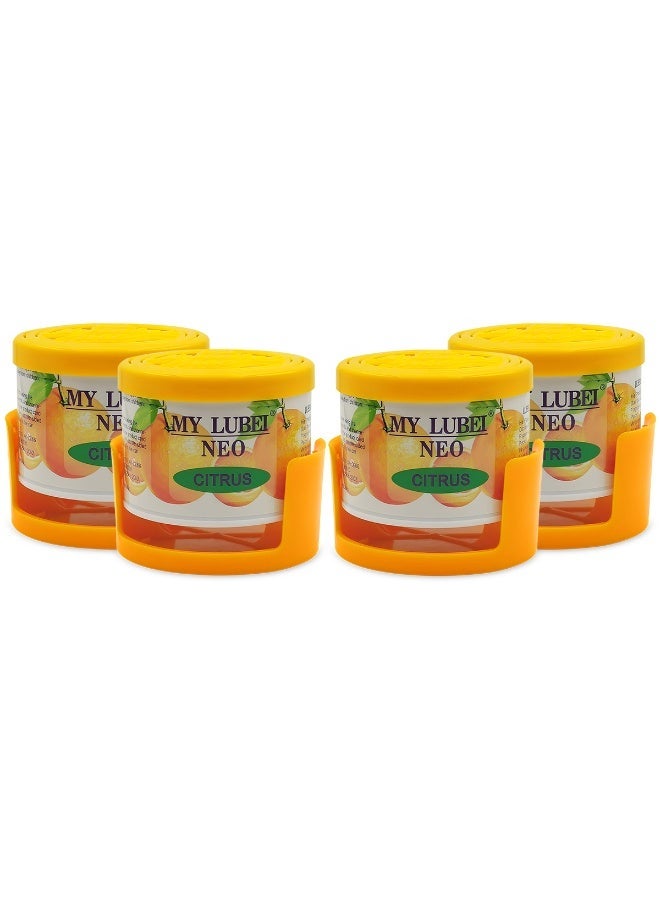 مجموعة مكونة من 4 قطع من جل معطر الجو بنكهة الحمضيات من ماي لوبي نيو، برائحة حمضيات طبيعية تدوم طويلاً، معطر جو صلب غير سام وصديق للبيئة للسيارة والمنزل والمكتب وغرفة النوم والحمام، مزيل للروائح الكريهة. - Image 1